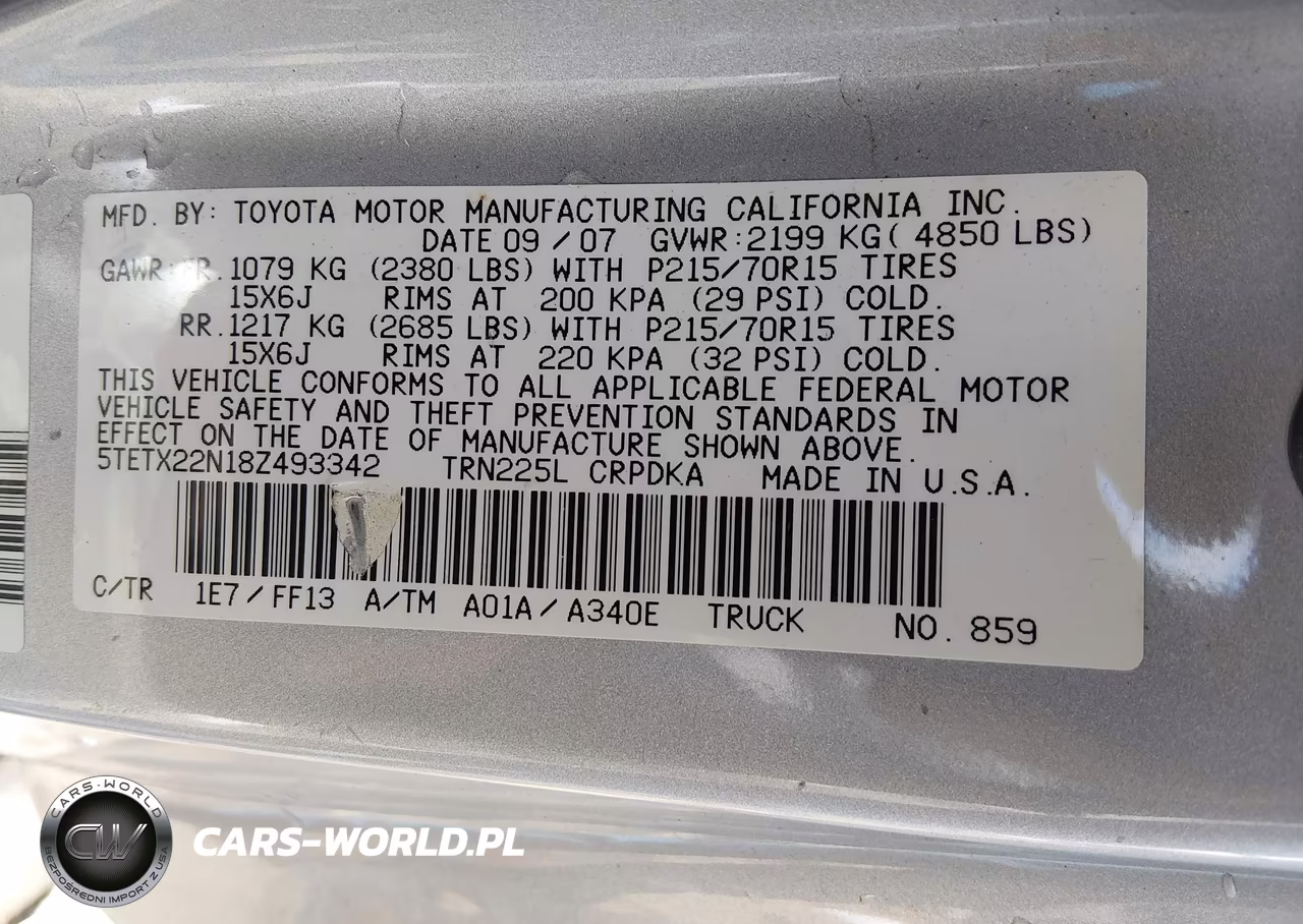 2008 Toyota Tacoma VIN:5TETX22N18Z493342 - 9
