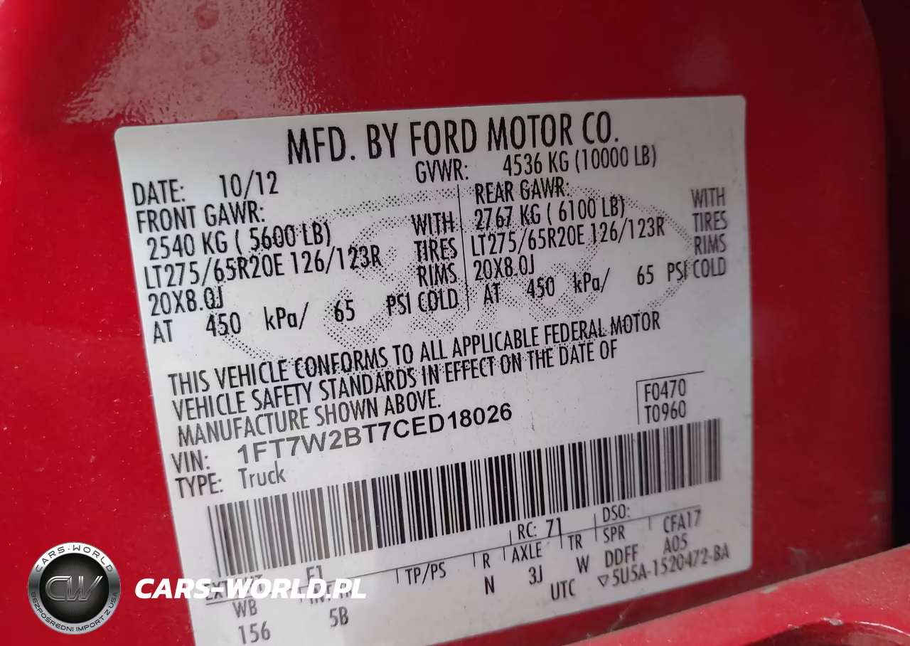 2012 Ford F-250 Lariat VIN:1FT7W2BT7CED18026 - 9