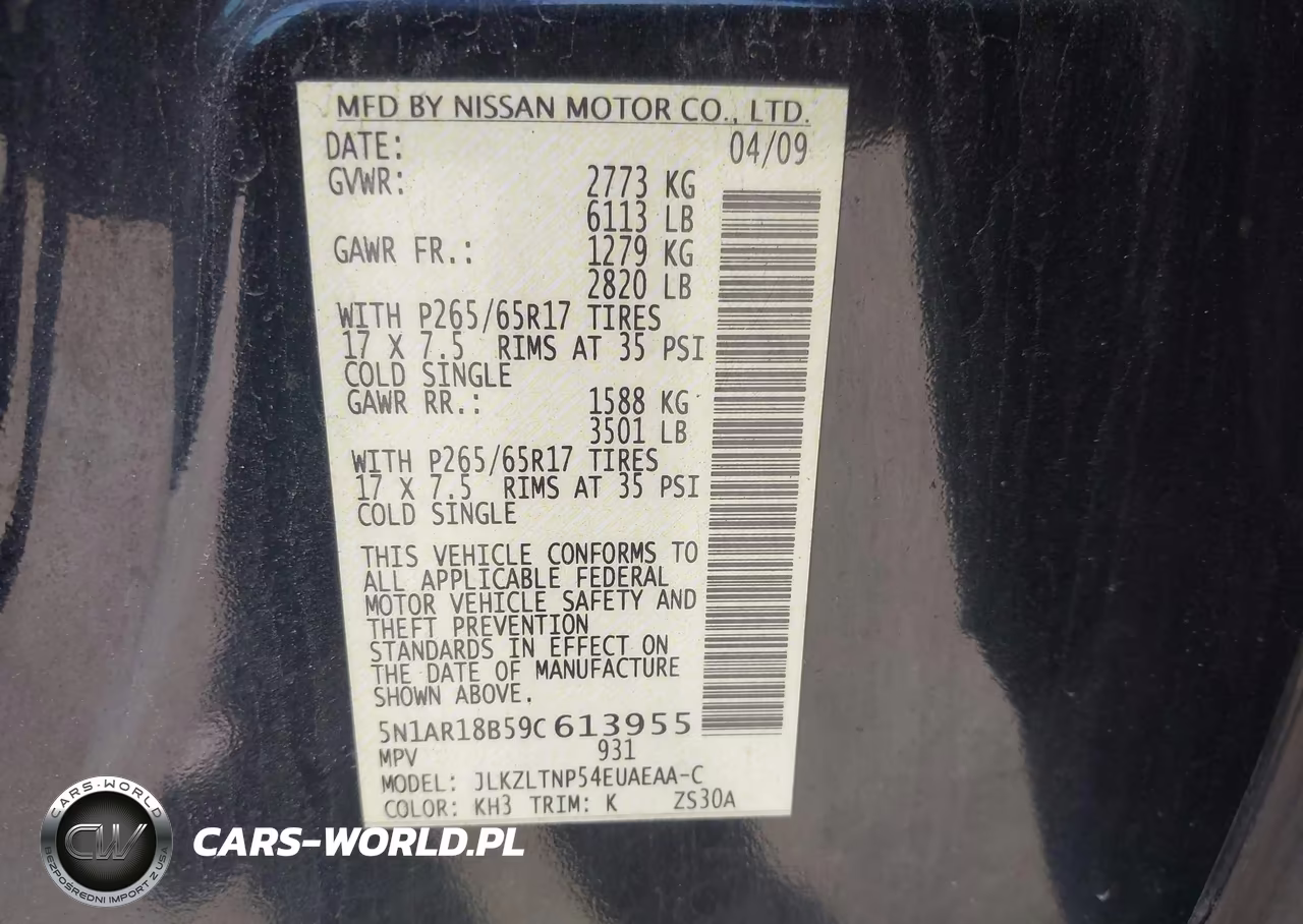 2009 Nissan Pathfinder Se VIN:5N1AR18B59C613955 - 9