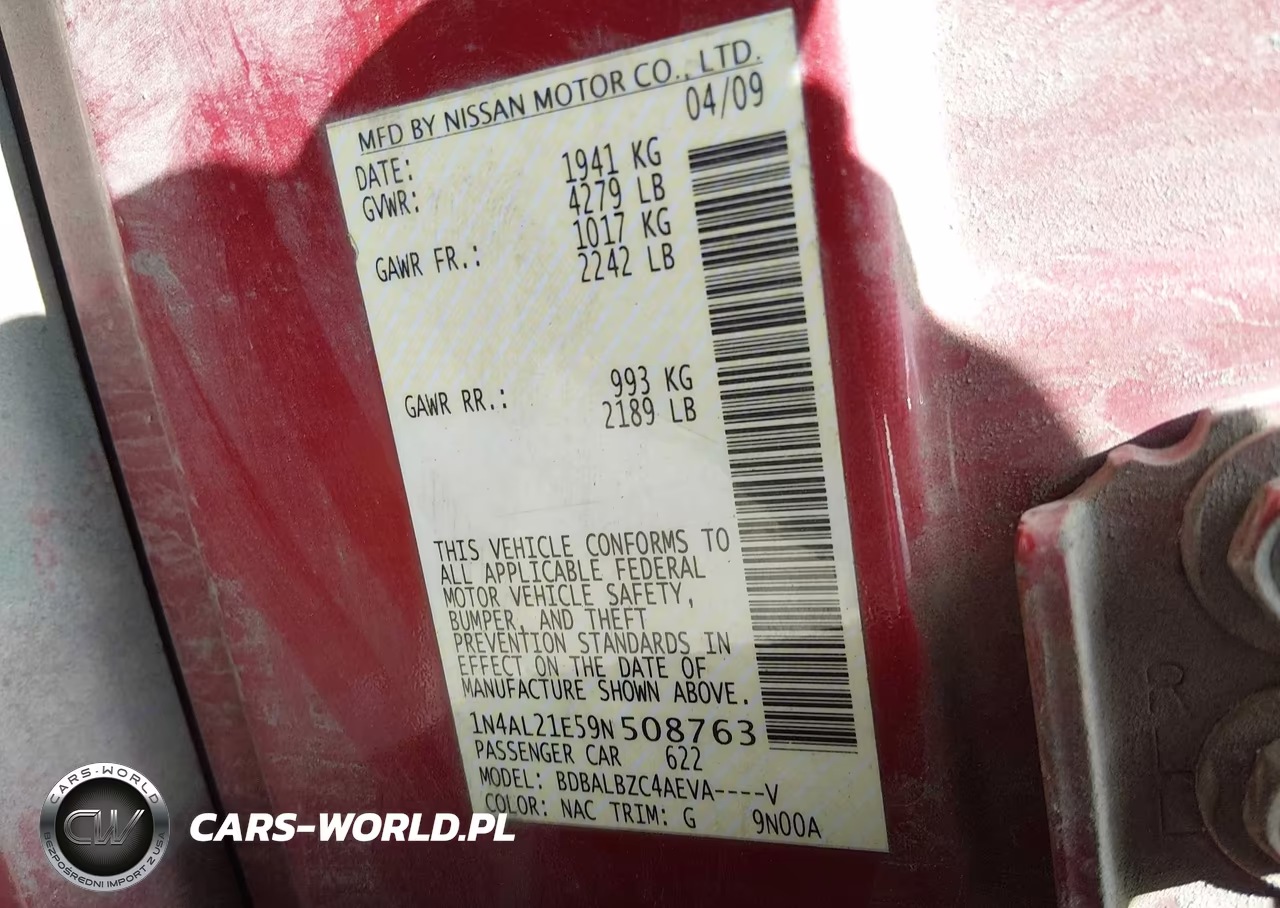 2009 Nissan Altima 2.5 S VIN:1N4AL21E59N508763 - 9
