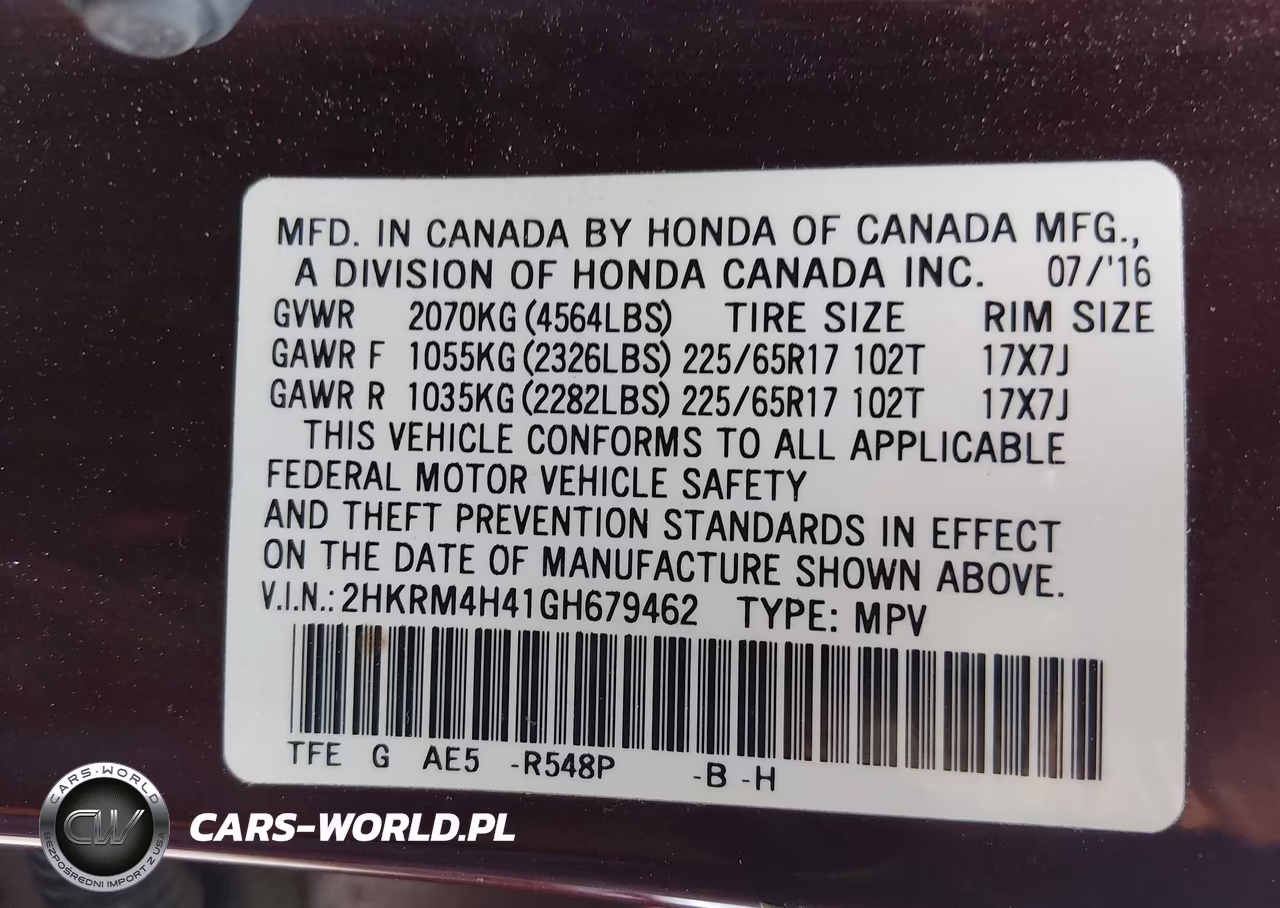 2016 Honda Cr-V Se VIN:2HKRM4H41GH679462 - 9