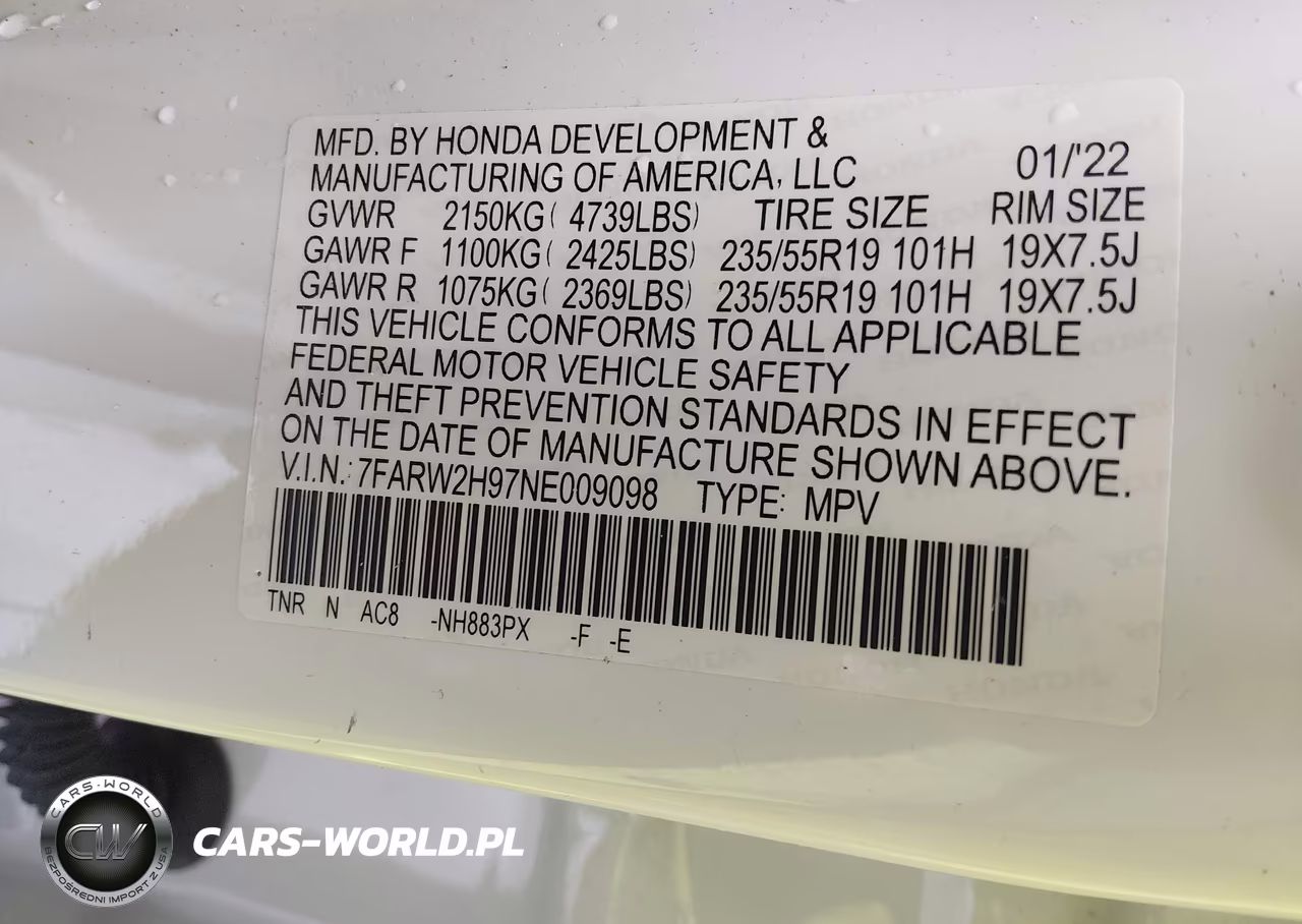 2022 Honda Cr-V Awd Touring VIN:7FARW2H97NE009098 - 9