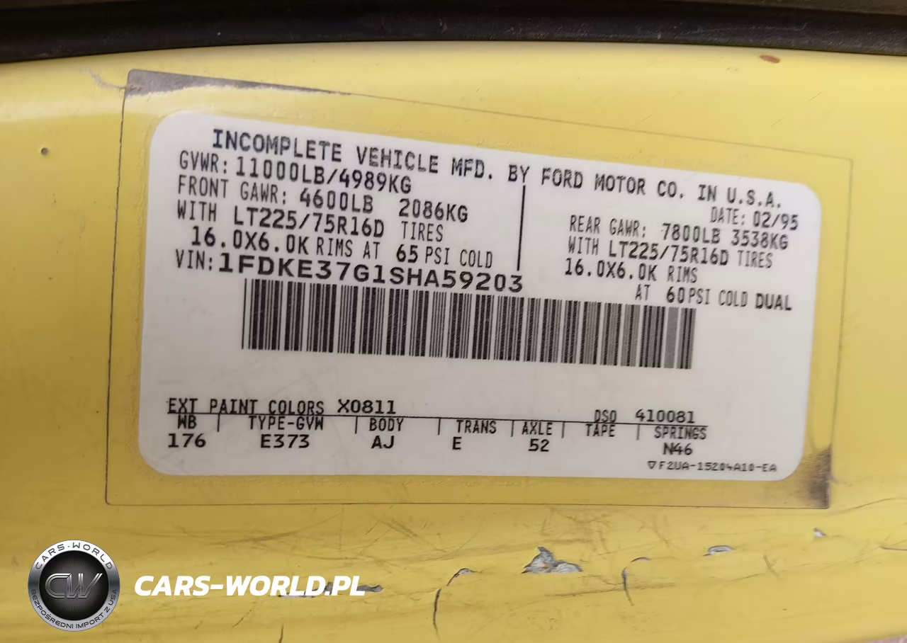 1995 Ford Econoline E350 Cutaway Van VIN:1FDKE37G1SHA59203 - 8