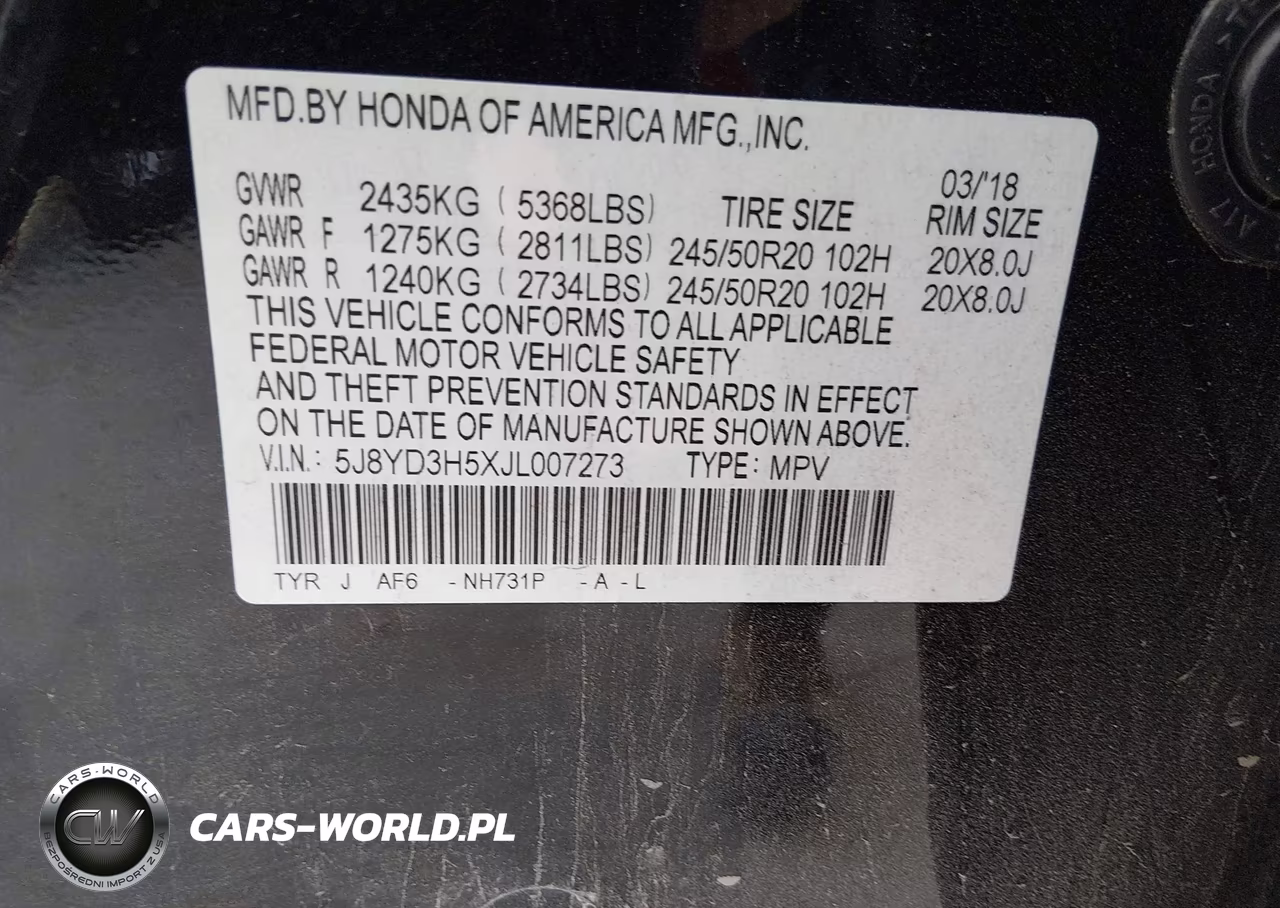 2018 Acura Mdx Technology Package Acurawatch Plus Pkg VIN:5J8YD3H5XJL007273 - 9