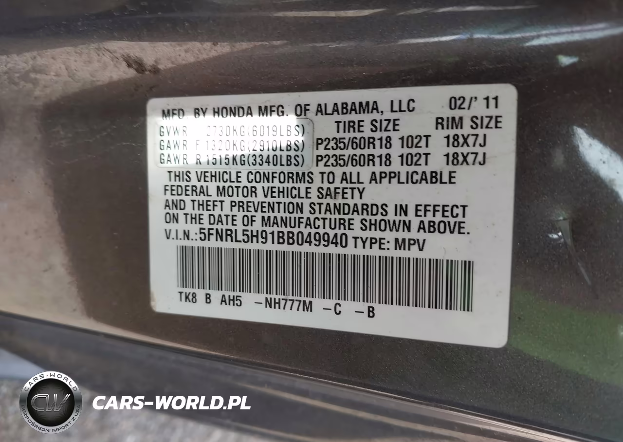 2011 Honda Odyssey Touring-Touring Elite VIN:5FNRL5H91BB049940 - 9