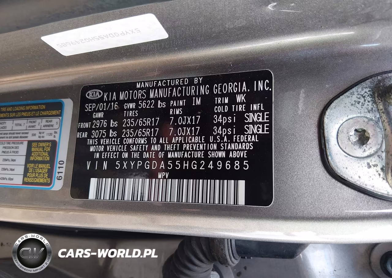 2017 Kia Sorento 3.3L Lx VIN:5XYPGDA55HG249685 - 9