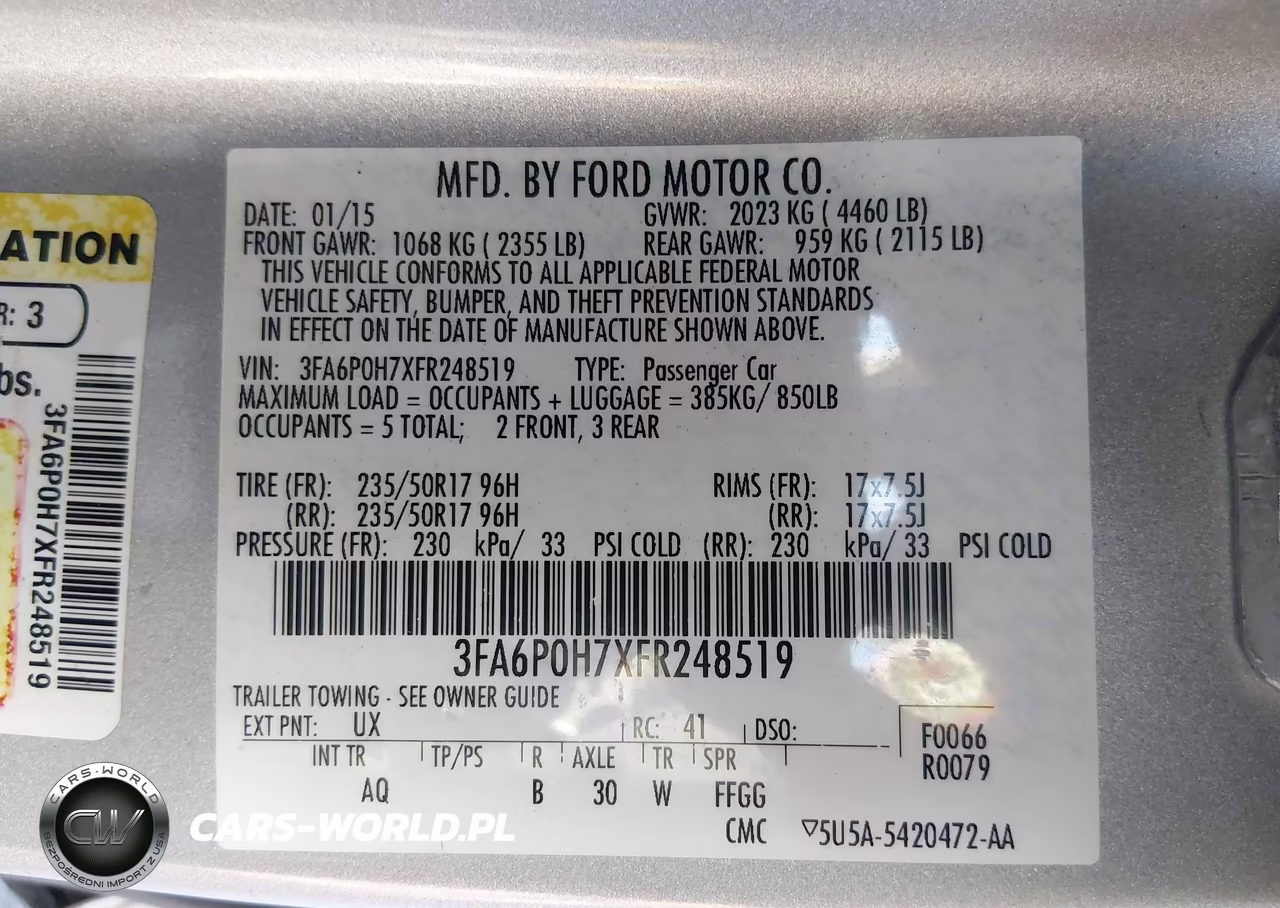 2015 Ford Fusion Se VIN:3FA6P0H7XFR248519 - 9