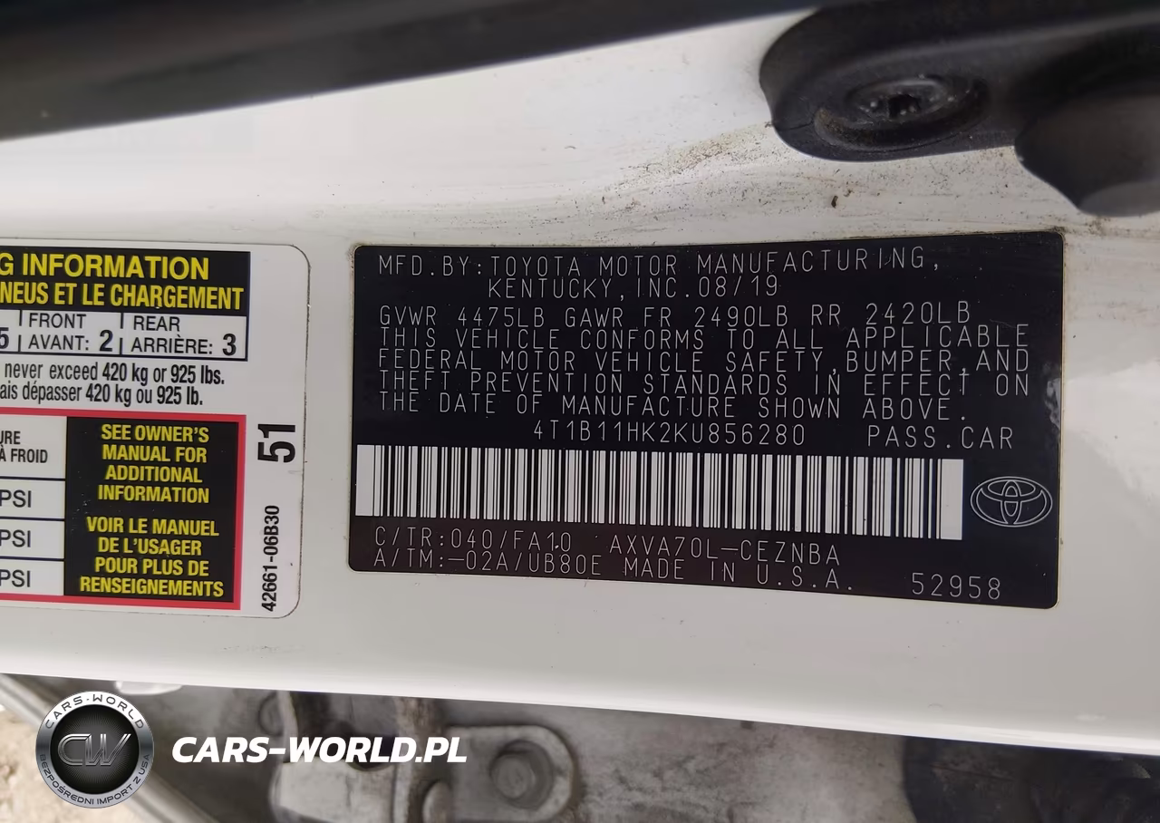 2019 Toyota Camry Le VIN:4T1B11HK2KU856280 - 9