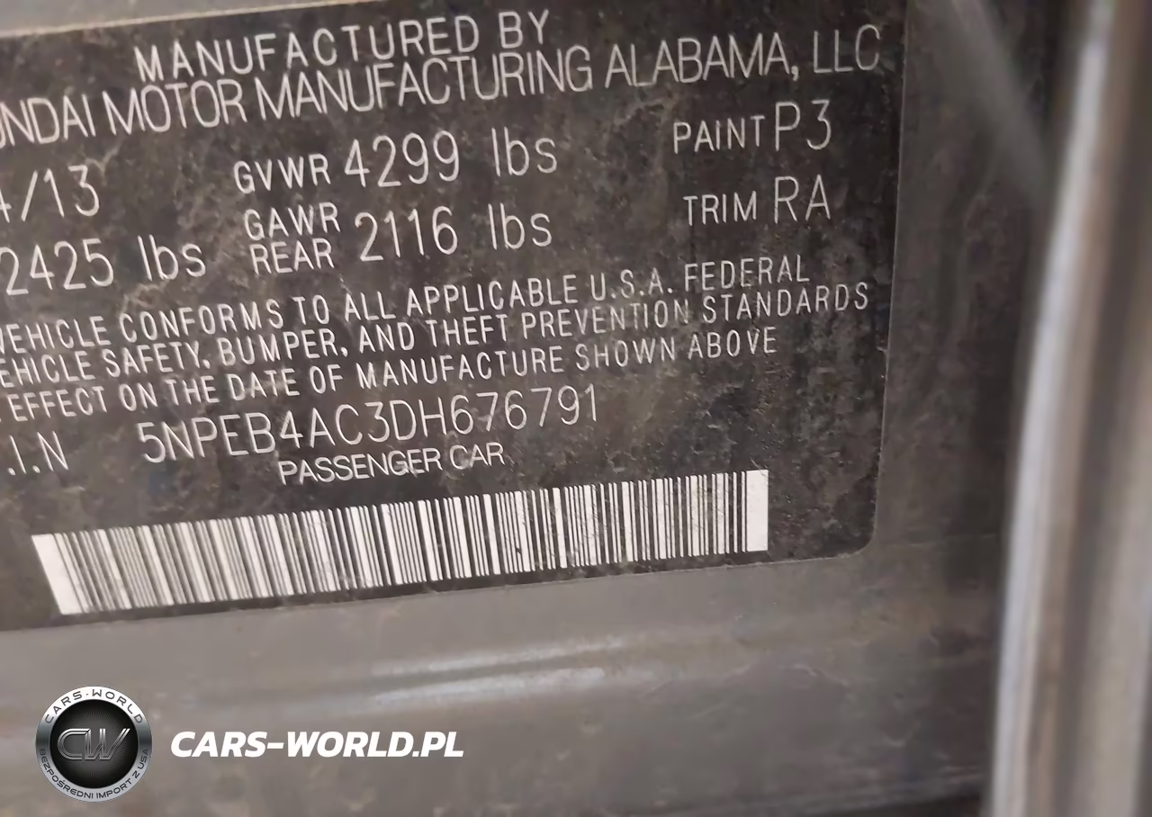 2013 Hyundai Sonata Gls VIN:5NPEB4AC3DH676791 - 9