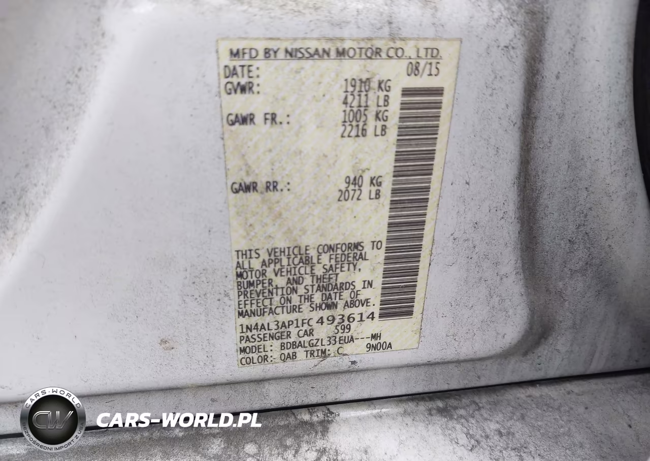 2015 Nissan Altima 2.5 S VIN:1N4AL3AP1FC493614 - 9