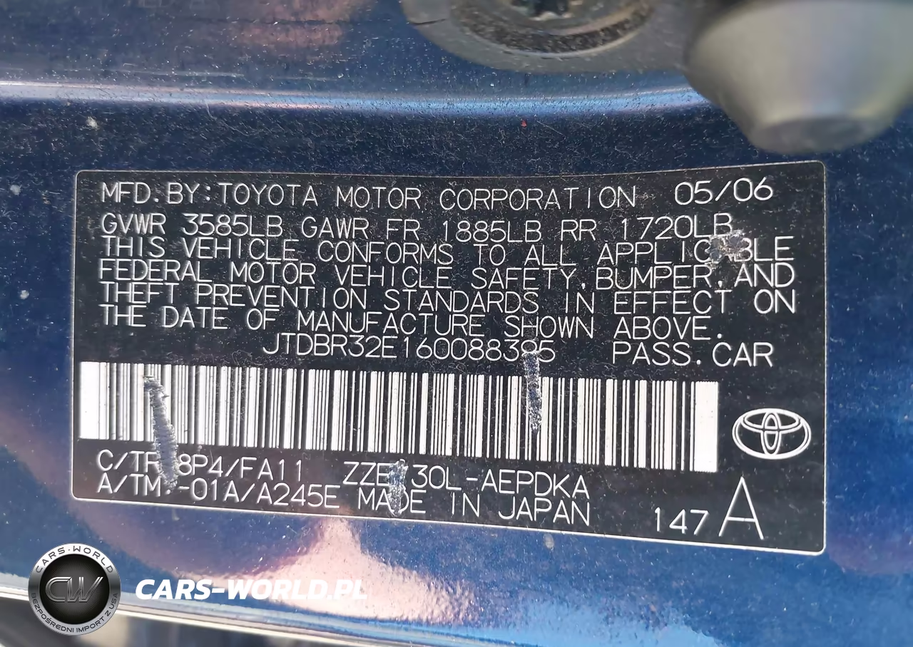 2006 Toyota Corolla Ce VIN:JTDBR32E160088395 - 9