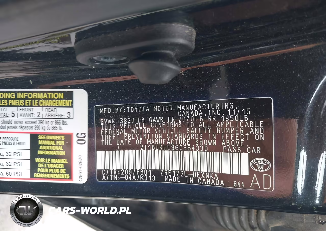 2016 Toyota Corolla Le VIN:2T1BURHE9GC564330 - 9