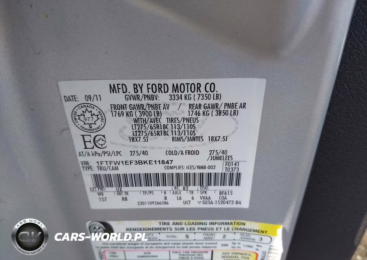 2011 Ford F-150 Fx4 VIN:1FTFW1EF3BKE11847 - 9