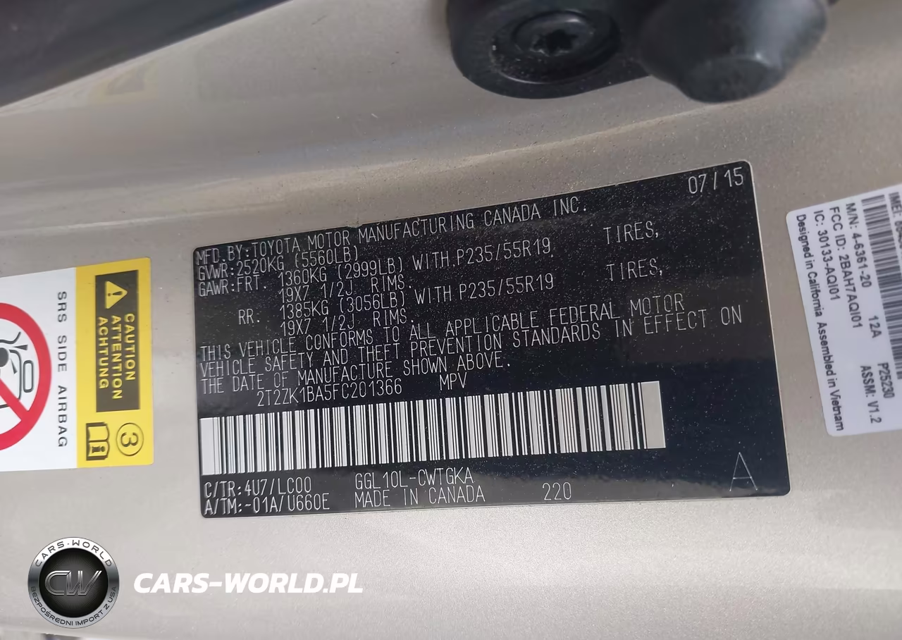 2015 Lexus Rx 350 VIN:2T2ZK1BA5FC201366 - 9