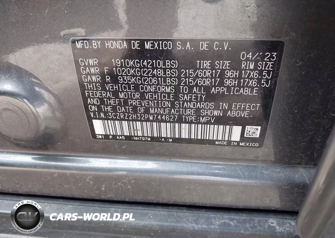 2023 Honda Hr-V Awd Lx VIN:3CZRZ2H32PM744627 - 9