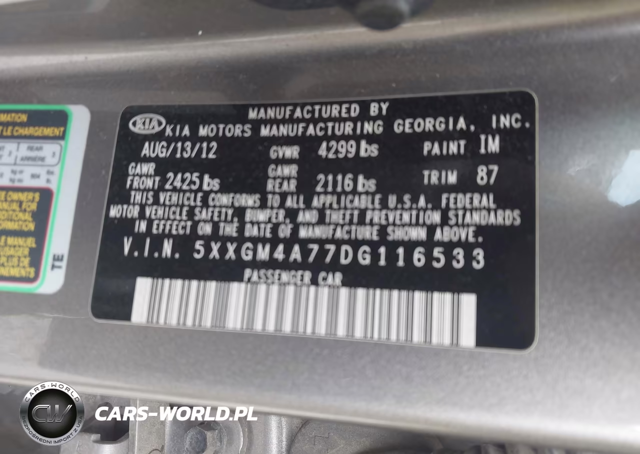 2013 Kia Optima Lx VIN:5XXGM4A77DG116533 - 9