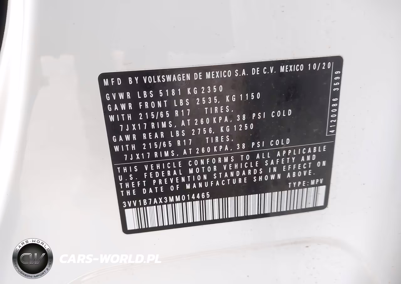 2021 Volkswagen Tiguan 2.0T S VIN:3VV1B7AX3MM014465 - 9