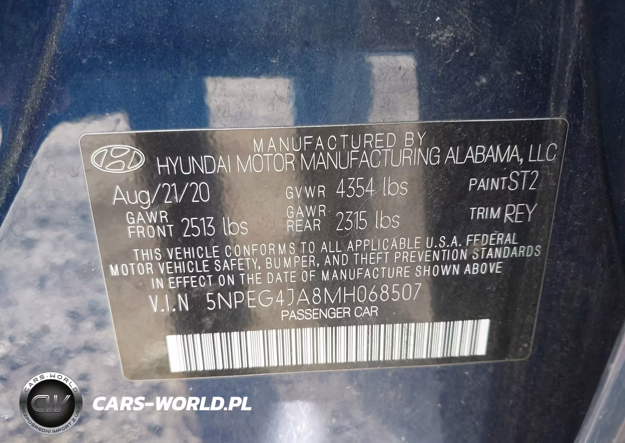 2021 Hyundai Sonata Se VIN:5NPEG4JA8MH068507 - 9