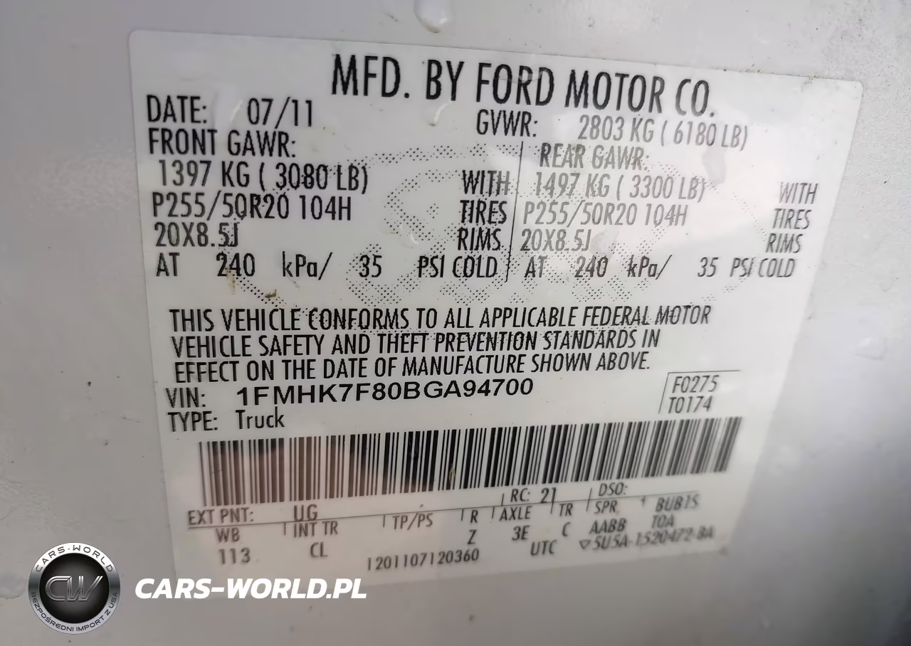 2011 Ford Explorer Limited VIN:1FMHK7F80BGA94700 - 9