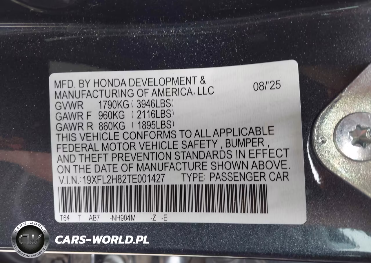 2026 Honda Civic Sport VIN:19XFL2H82TE001427 - 9