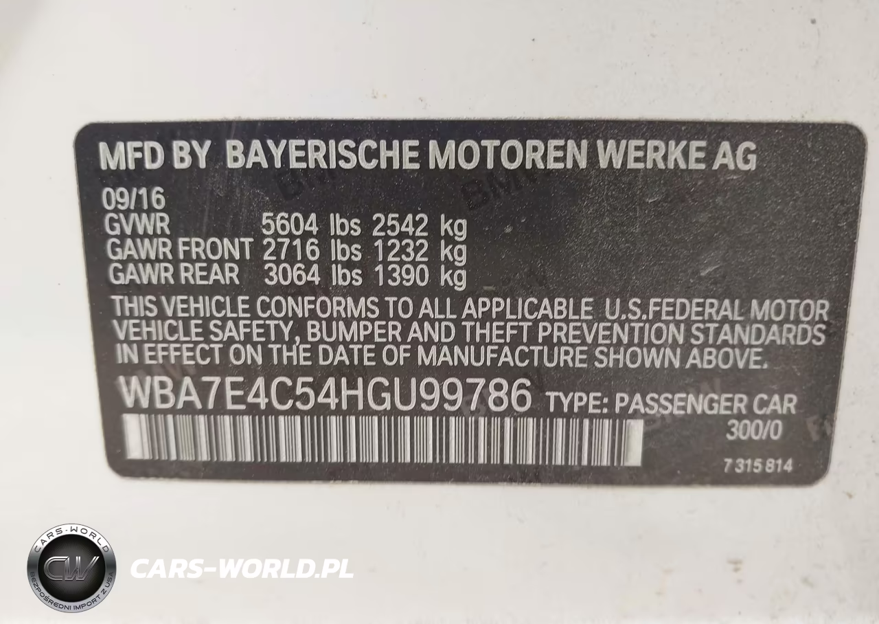 2017 BMW 740I xDrive VIN:WBA7E4C54HGU99786 - 9