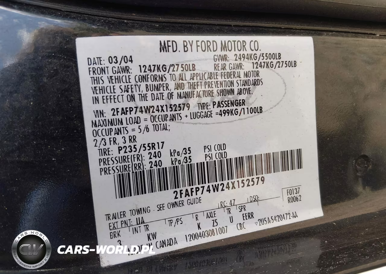 2004 Ford Crown Victoria Lx VIN:2FAFP74W24X152579 - 9