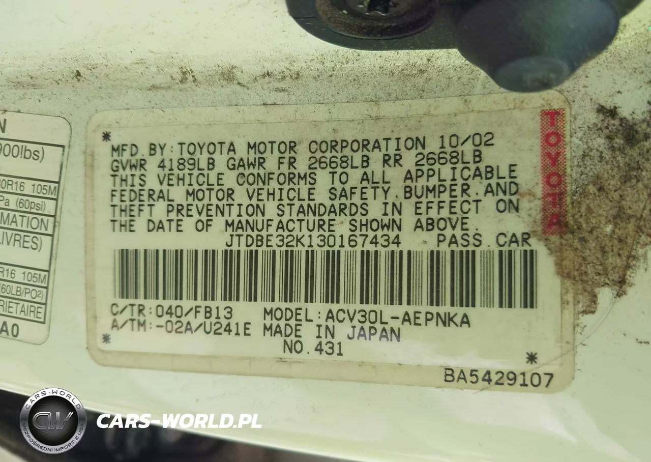 2003 Toyota Camry Le-Se-Xle VIN:JTDBE32K130167434 - 9
