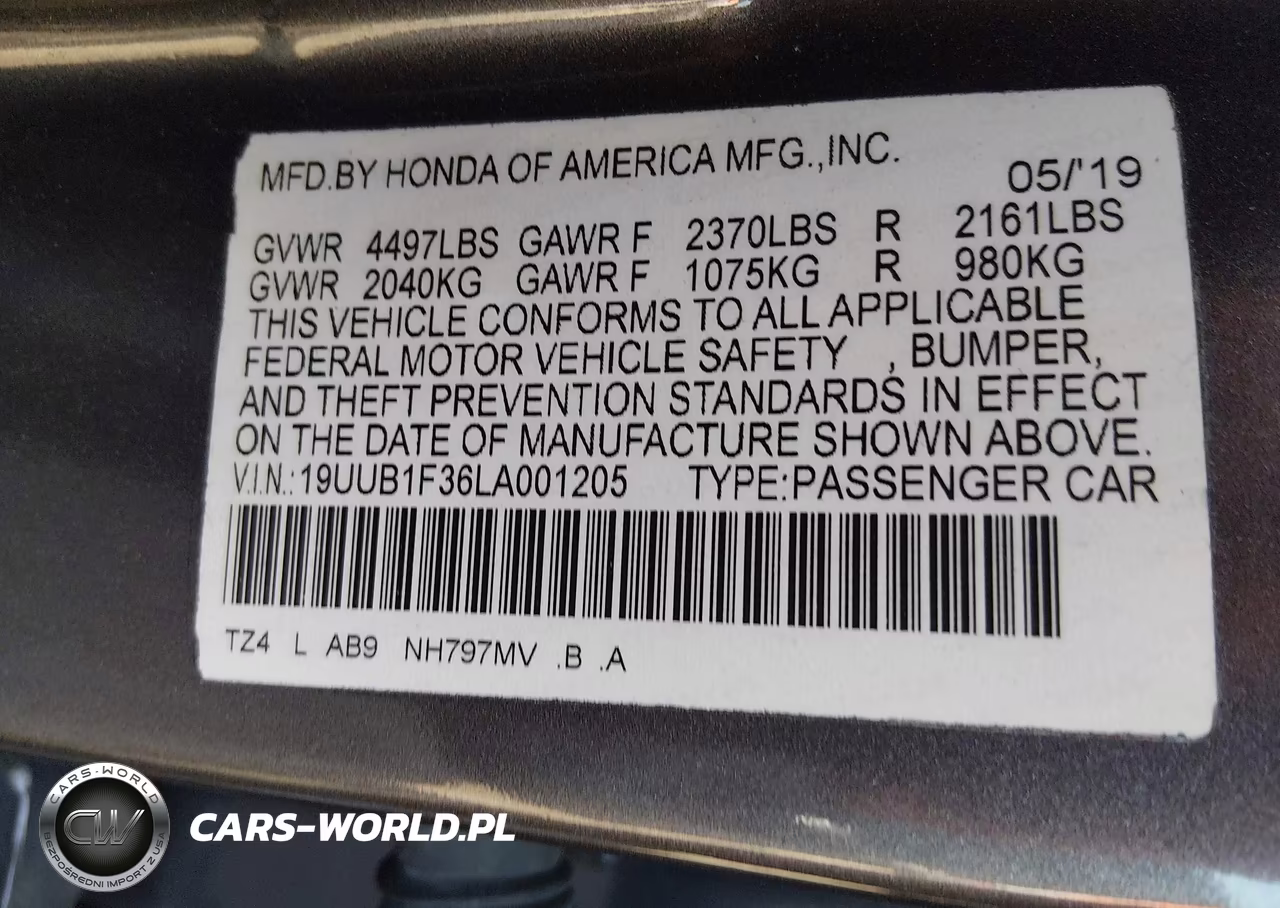 2020 Acura Tlx Standard VIN:19UUB1F36LA001205 - 9