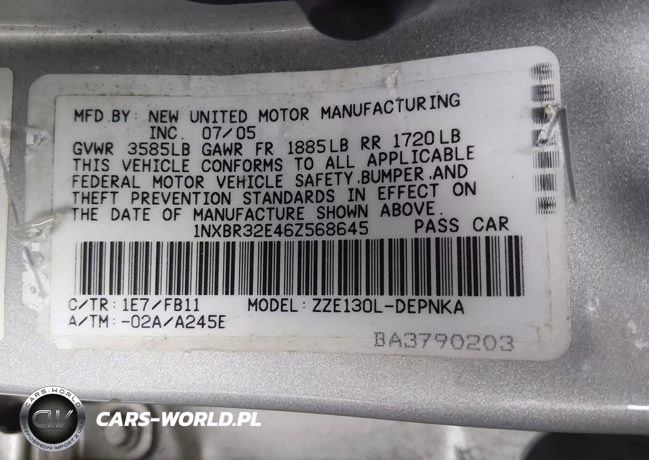 2006 Toyota Corolla Le VIN:1NXBR32E46Z568645 - 9