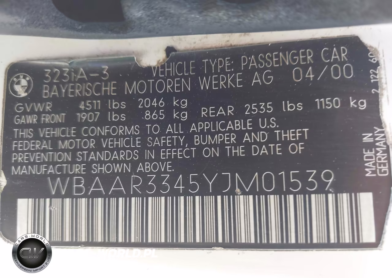 2000 BMW 323It VIN:WBAAR3345YJM01539 - 9