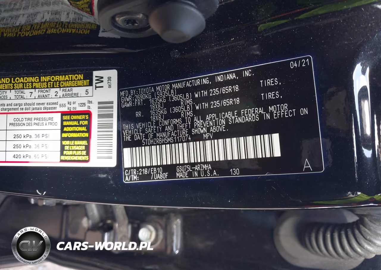 2021 Toyota Highlander Xle VIN:5TDHZRBH5MS117074 - 9