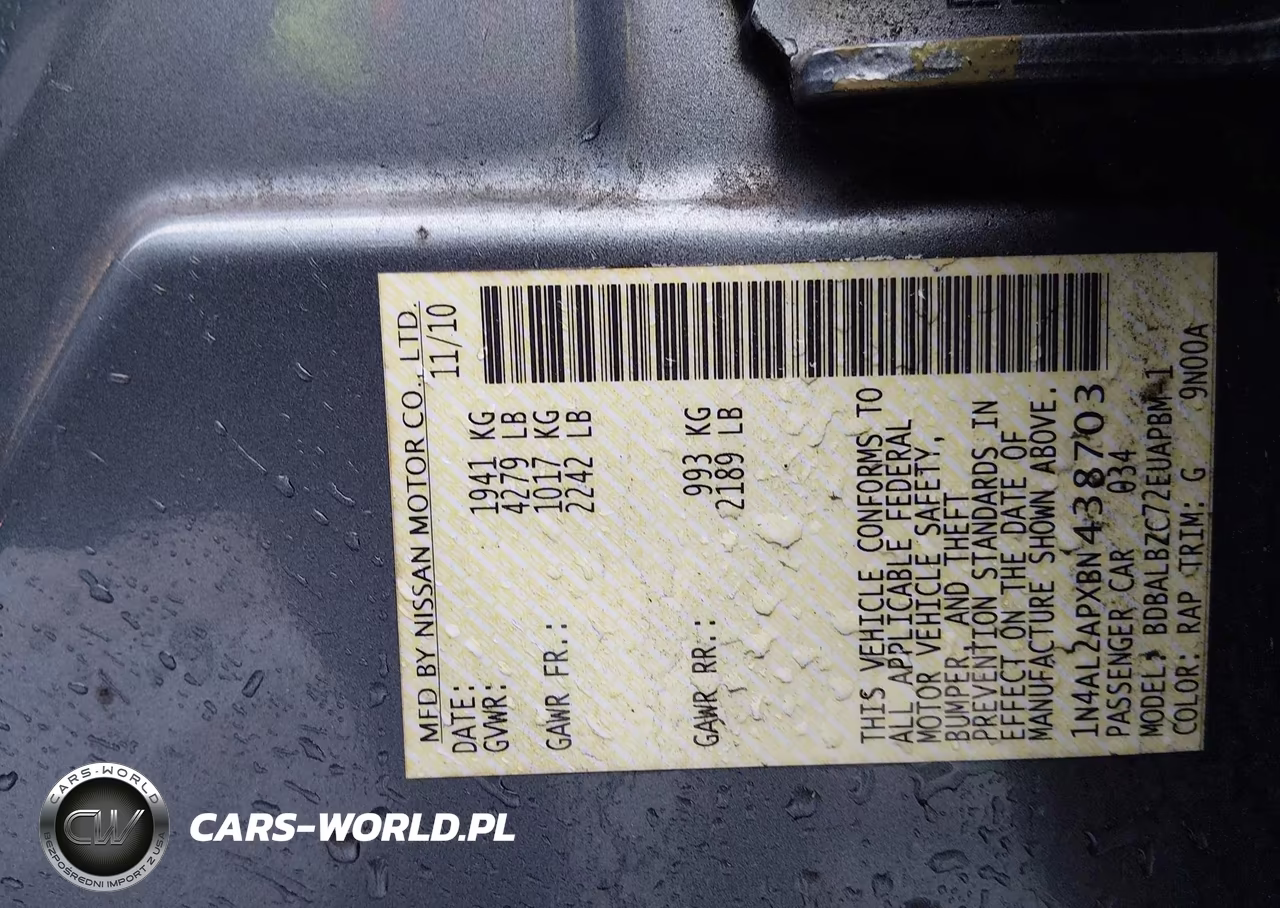 2011 Nissan Altima 2.5 S VIN:1N4AL2APXBN438703 - 9