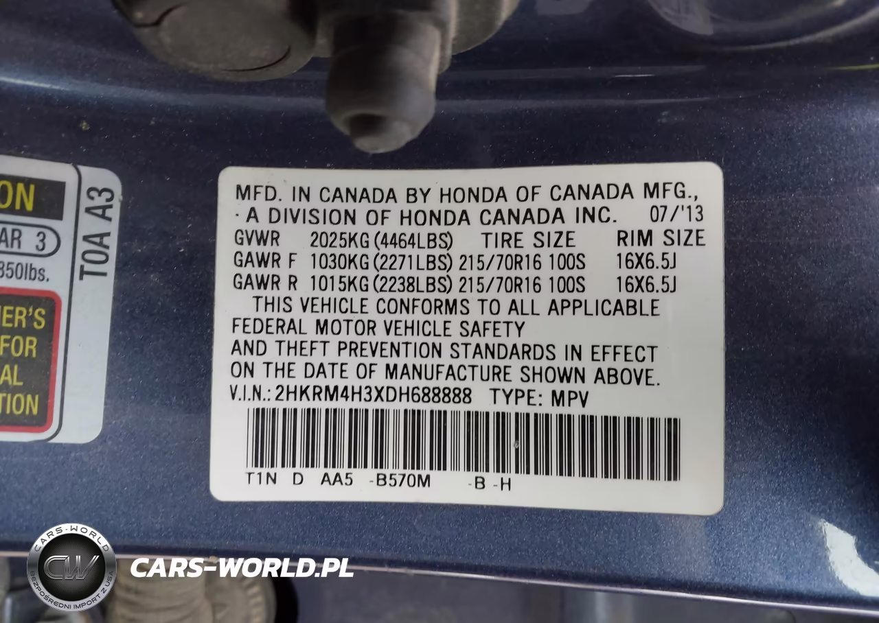 2013 Honda Cr-V Lx VIN:2HKRM4H3XDH688888 - 9