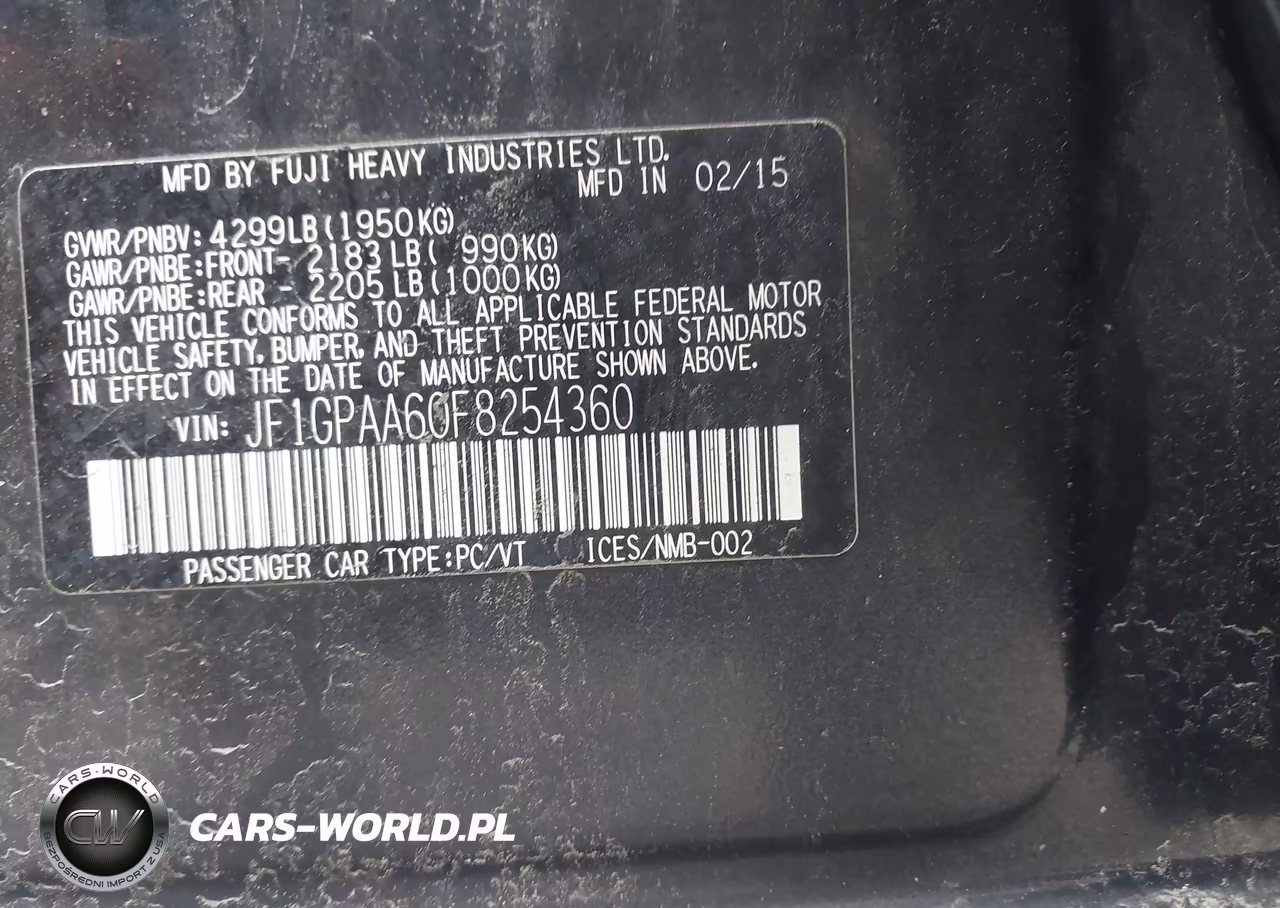 2015 Subaru Impreza 2.0I VIN:JF1GPAA60F8254360 - 9