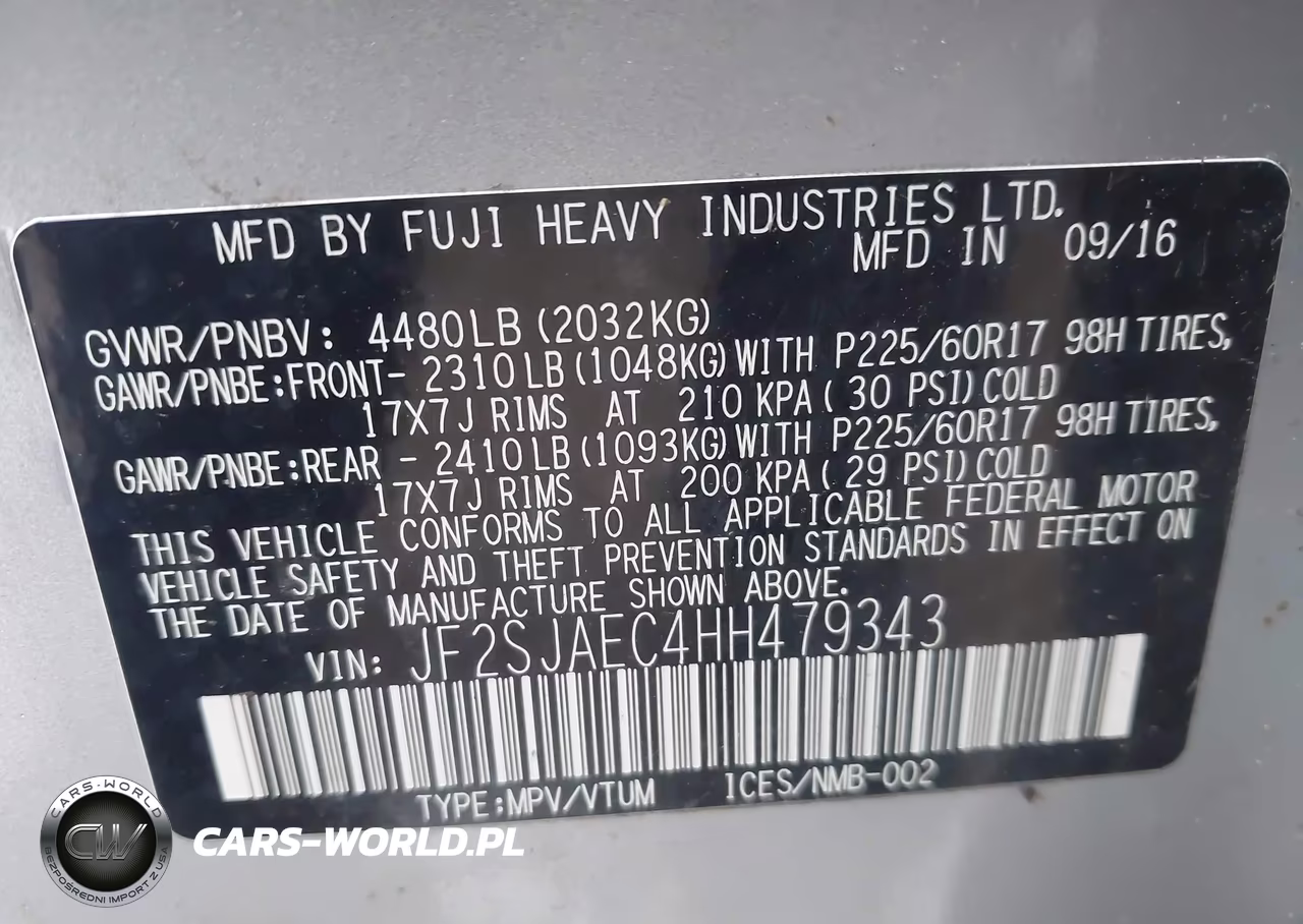 2017 Subaru Forester 2.5I Premium VIN:JF2SJAEC4HH479343 - 9