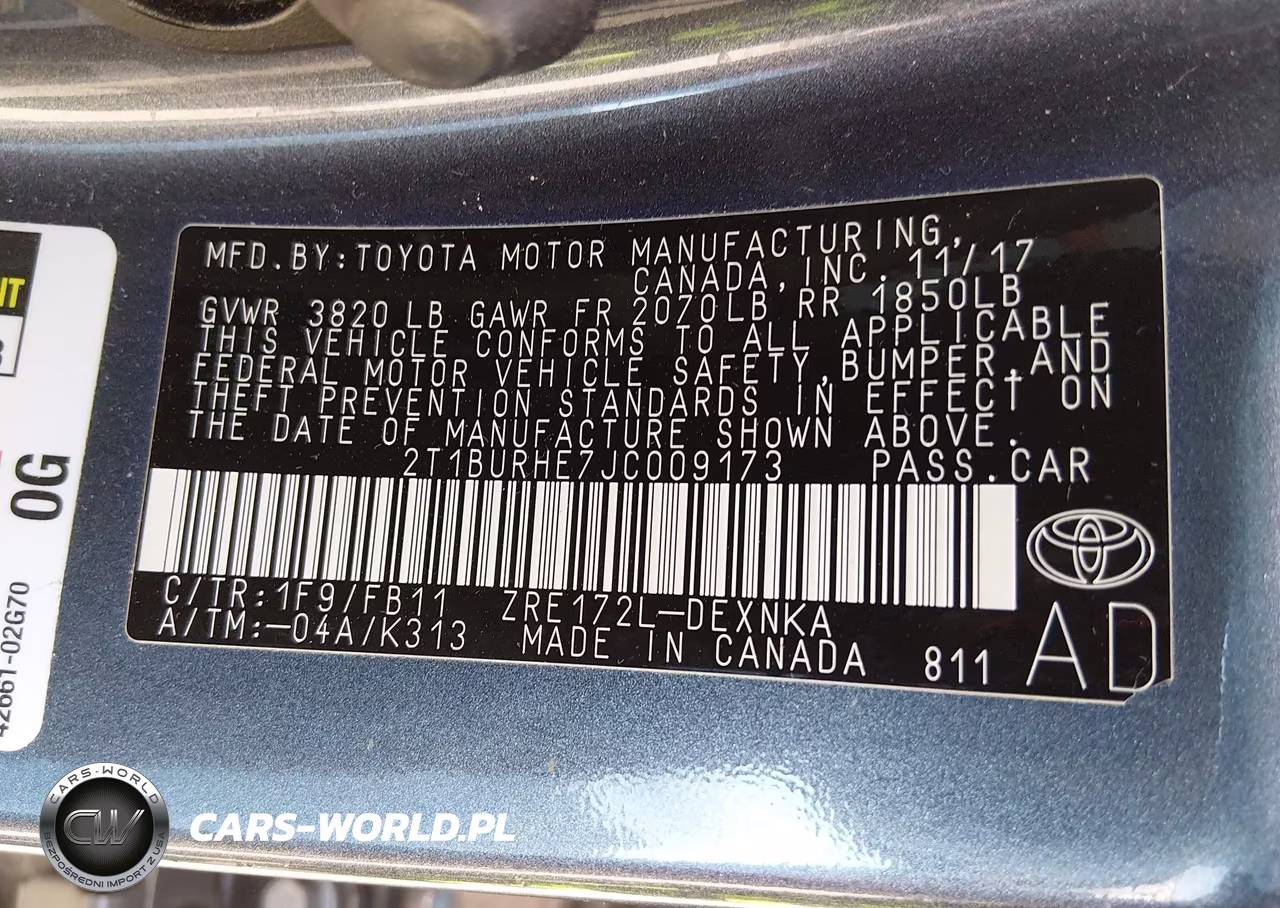 2018 Toyota Corolla Le VIN:2T1BURHE7JC009173 - 9