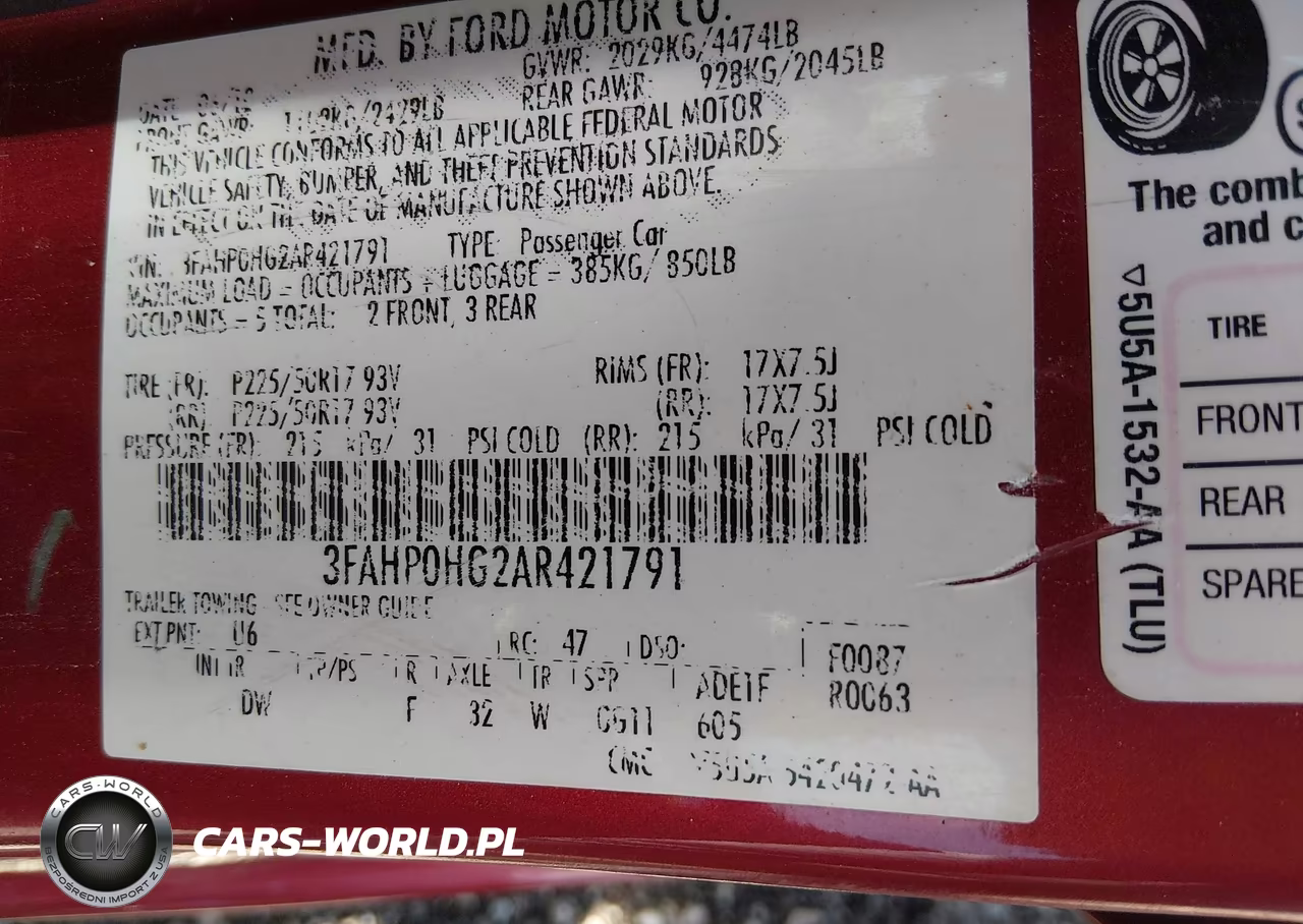 2010 Ford Fusion Se VIN:3FAHP0HG2AR421791 - 9