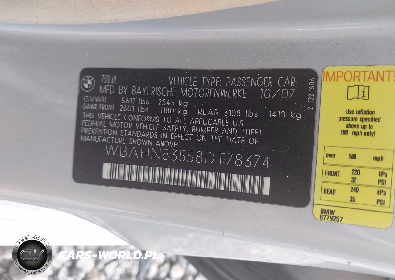 2008 BMW 750Li VIN:WBAHN83558DT78374 - 9