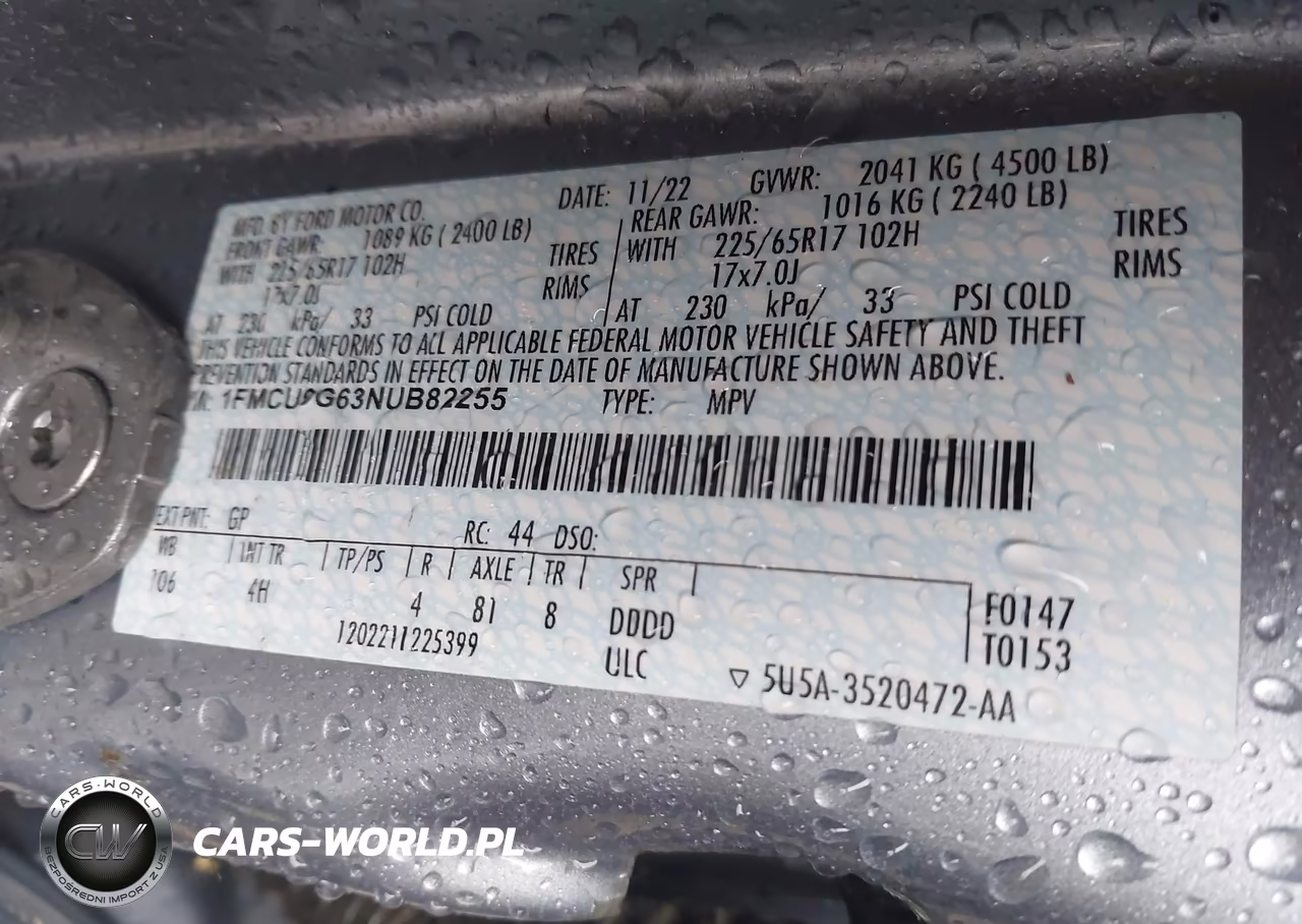 2022 Ford Escape Se VIN:1FMCU9G63NUB82255 - 9