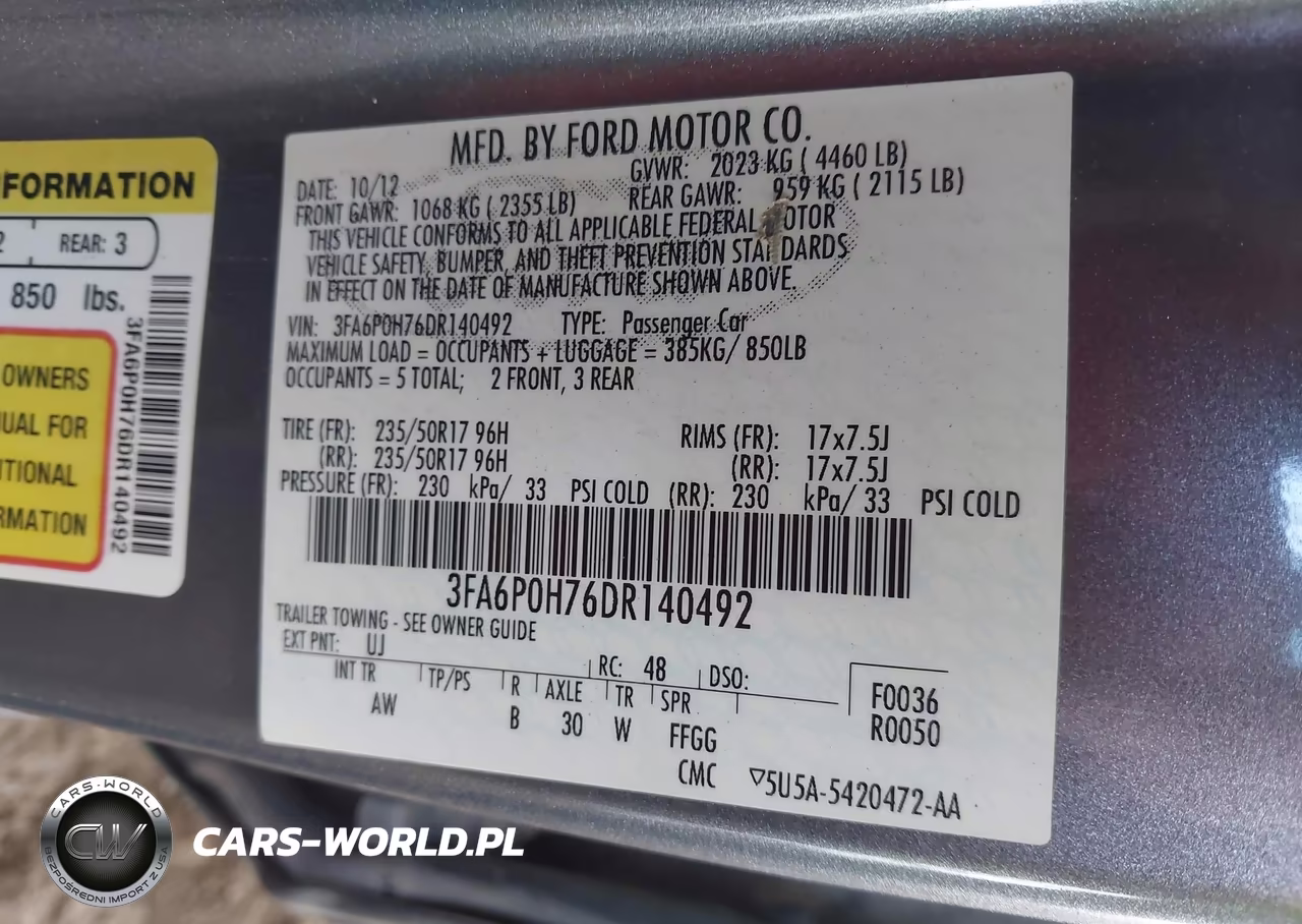 2013 Ford Fusion Se VIN:3FA6P0H76DR140492 - 9