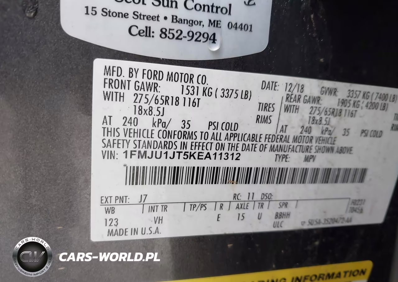 2019 Ford Expedition Xlt VIN:1FMJU1JT5KEA11312 - 9