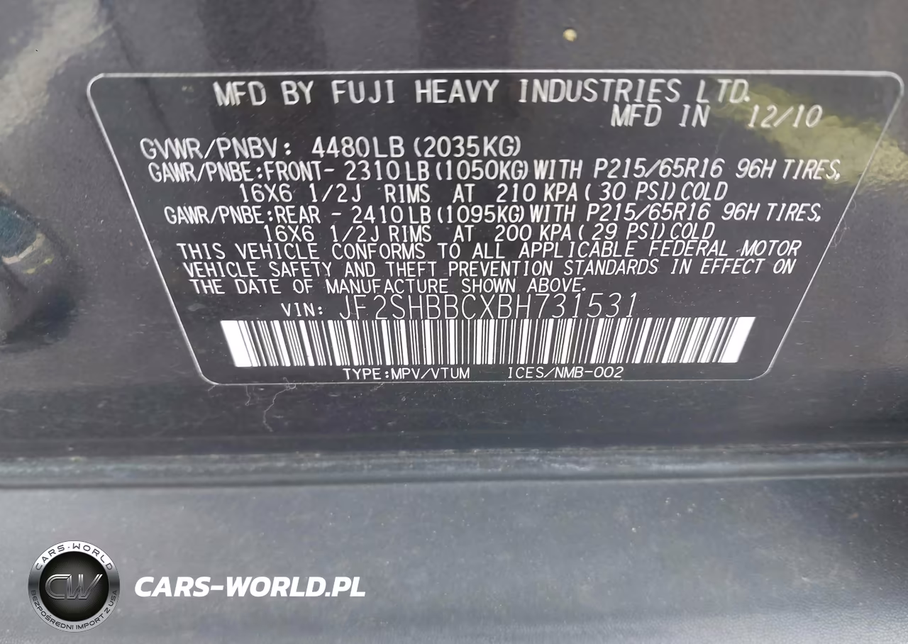 2011 Subaru Forester 2.5X VIN:JF2SHBBCXBH731531 - 9
