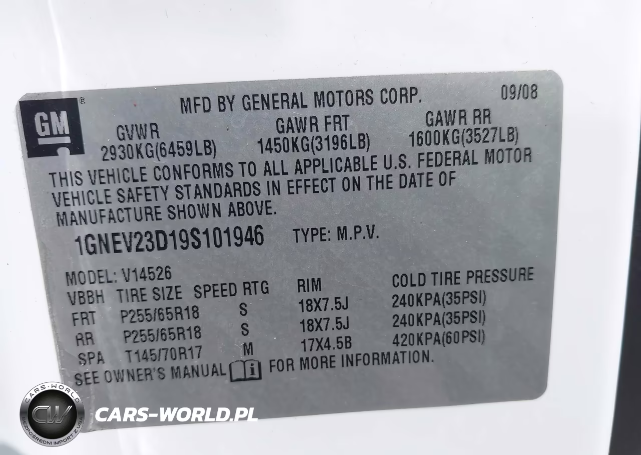2009 Chevrolet Traverse Lt VIN:1GNEV23D19S101946 - 9