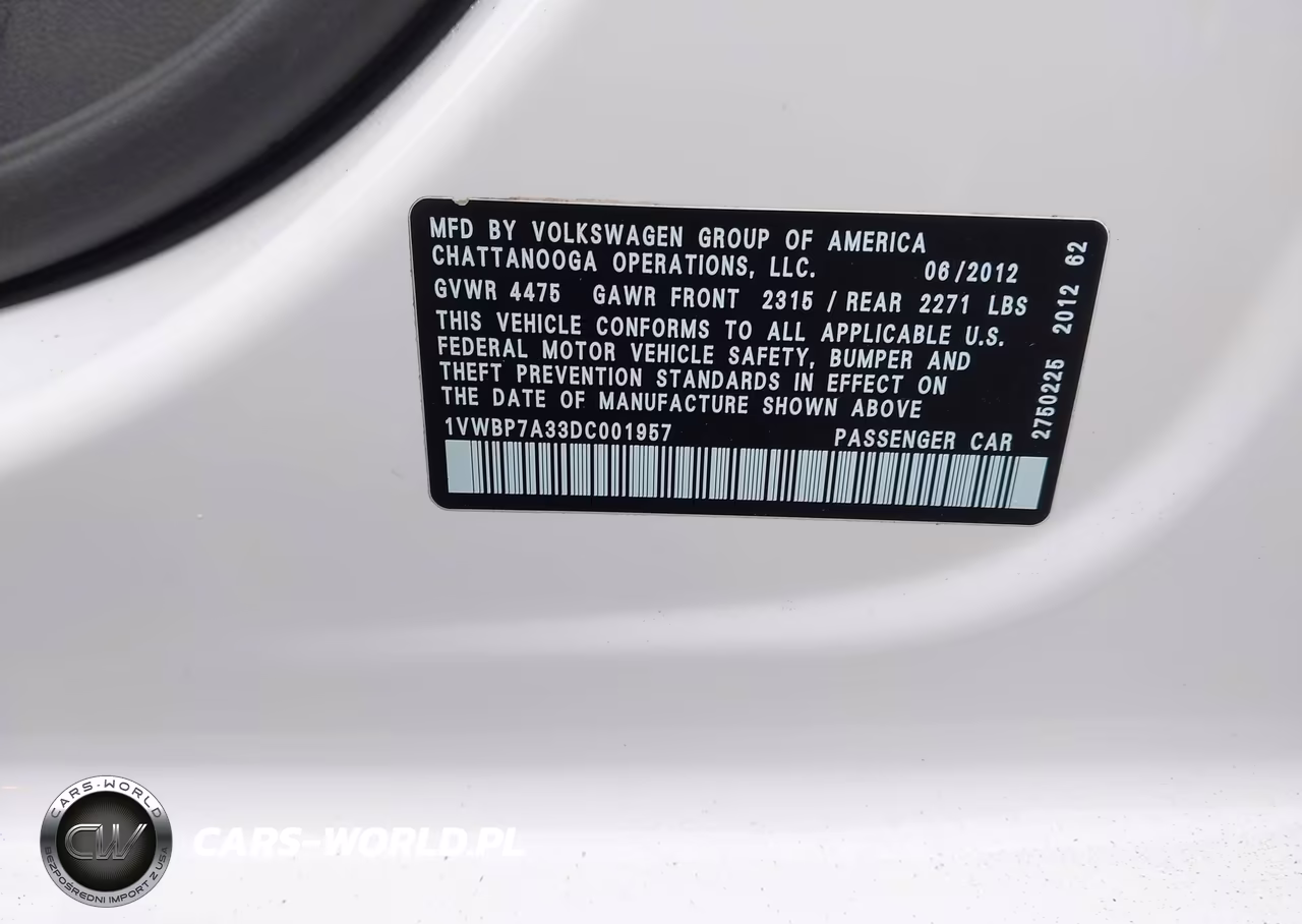 2013 Volkswagen Passat 2.5L Se VIN:1VWBP7A33DC001957 - 9