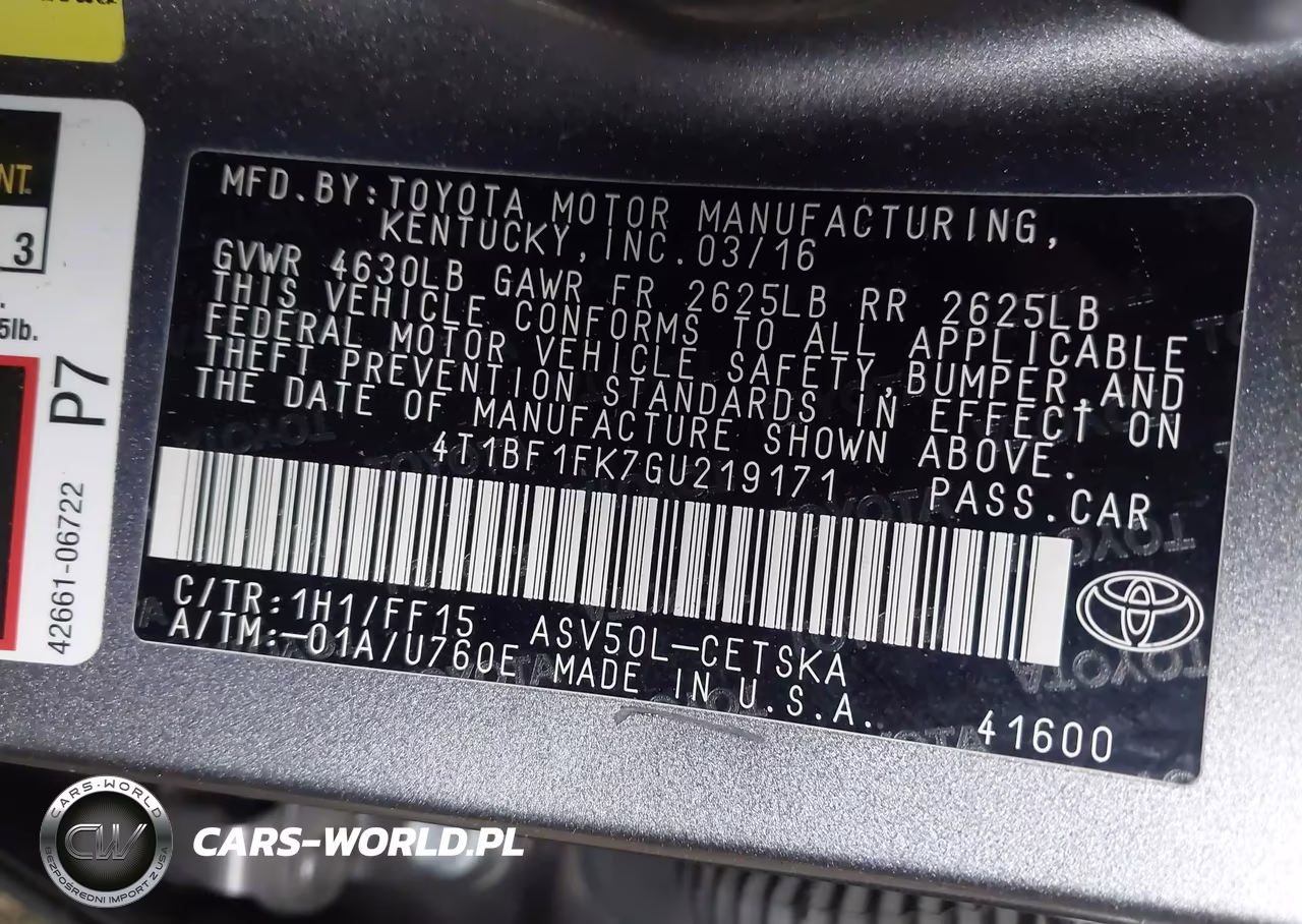 2016 Toyota Camry Se VIN:4T1BF1FK7GU219171 - 9