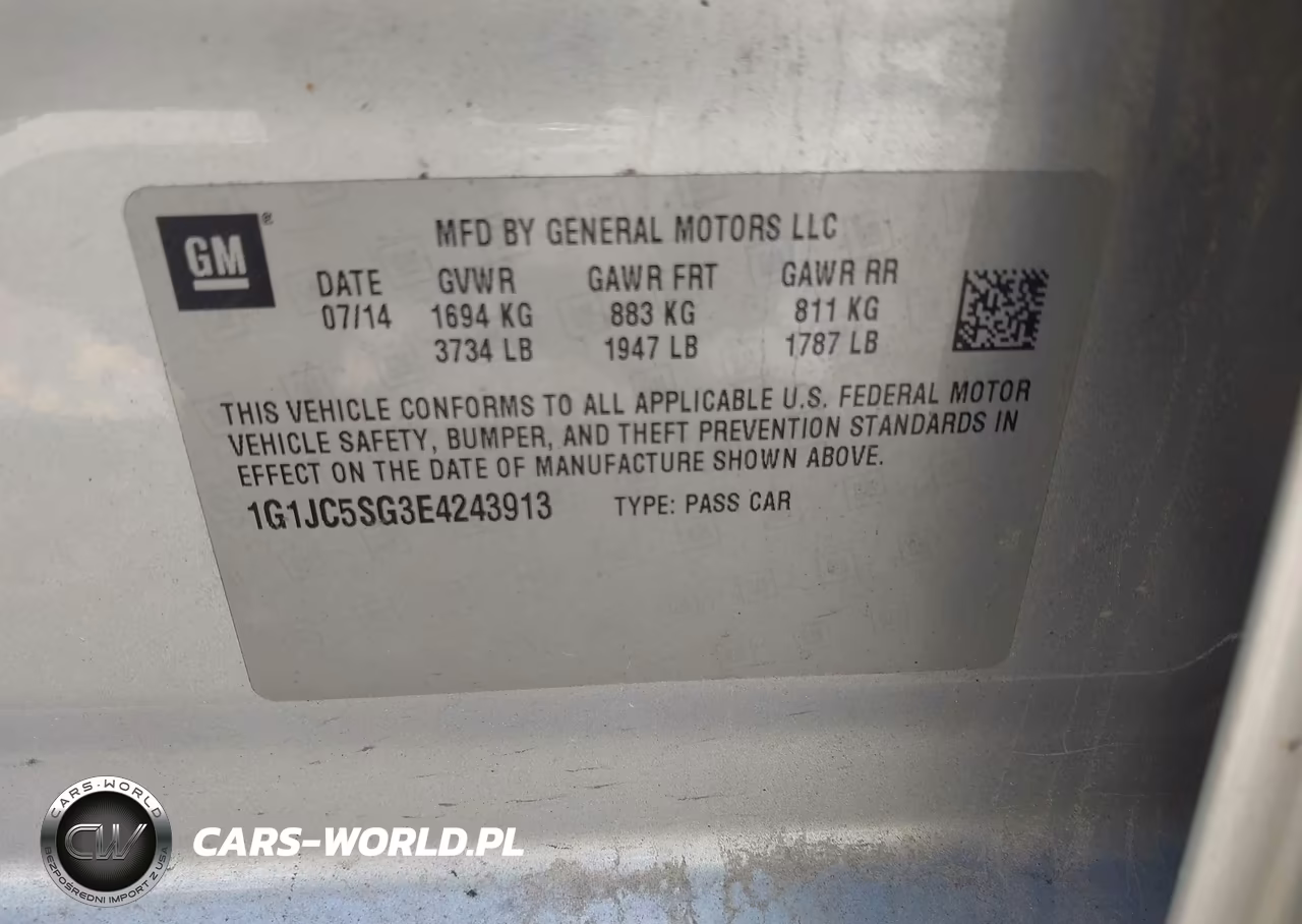 2014 Chevrolet Sonic Lt Auto VIN:1G1JC5SG3E4243913 - 9