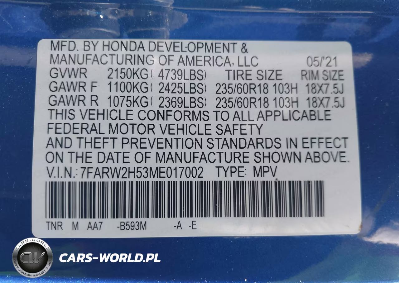 2021 Honda Cr-V Awd Ex VIN:7FARW2H53ME017002 - 9