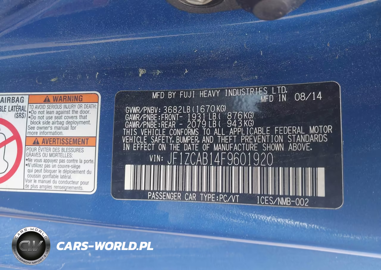 2015 Subaru Brz Premium VIN:JF1ZCAB14F9601920 - 9