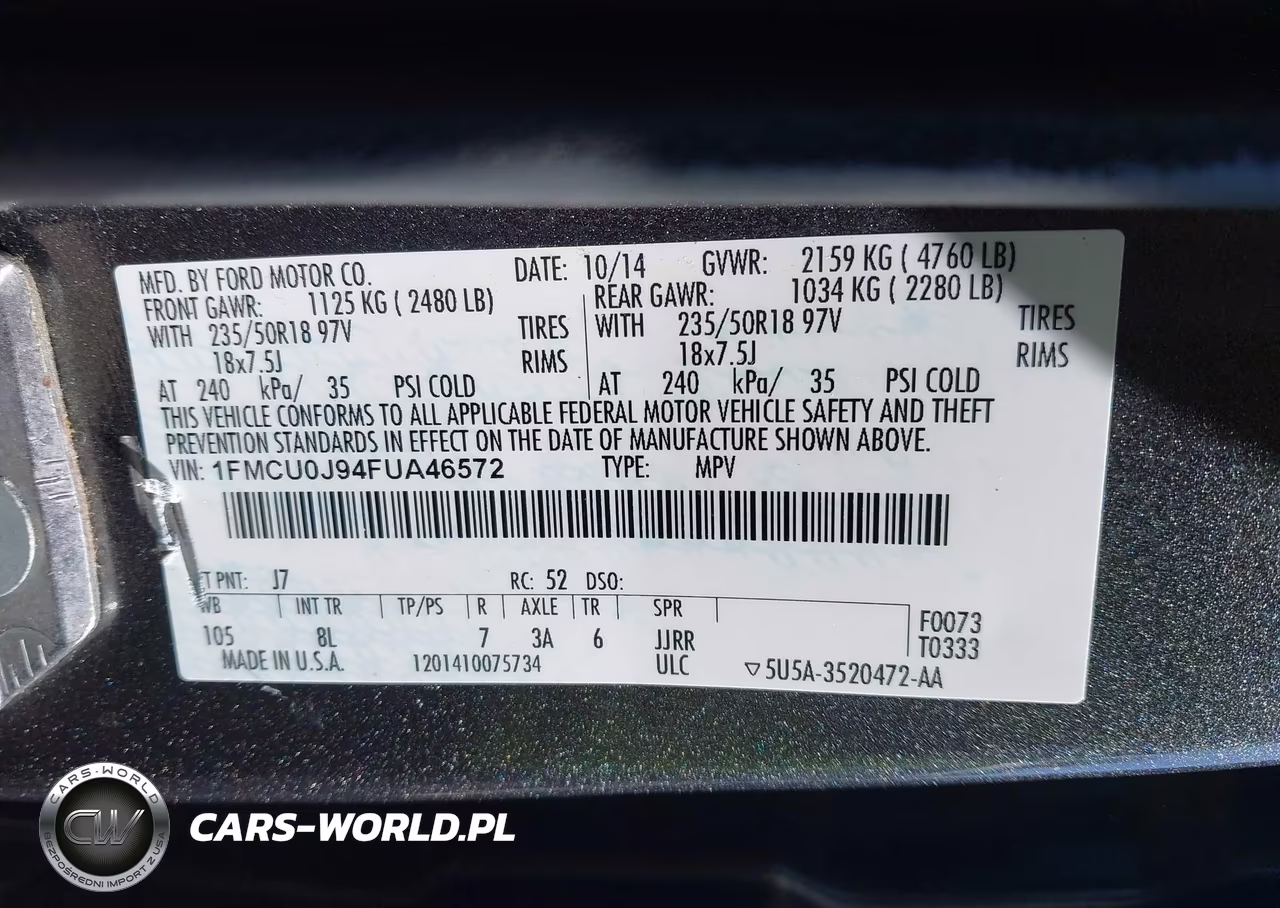 2015 Ford Escape Titanium VIN:1FMCU0J94FUA46572 - 9