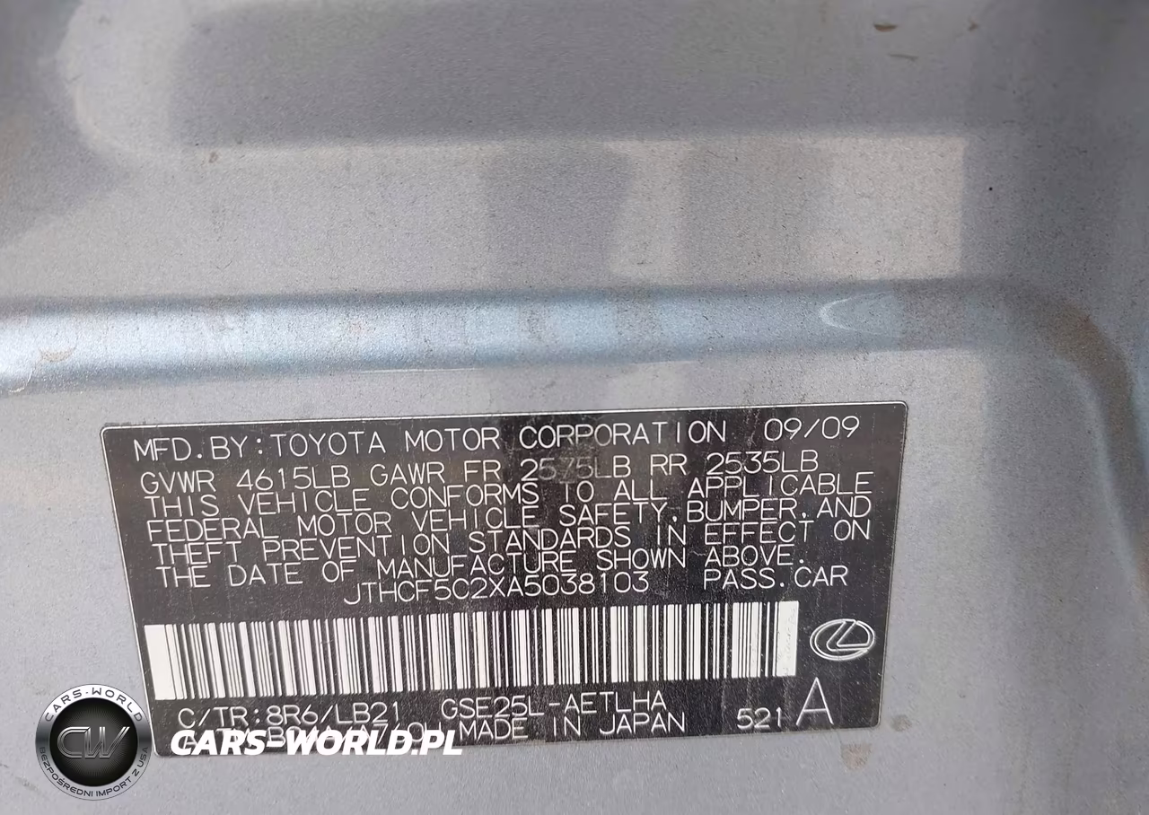 2010 Lexus Is 250 VIN:JTHCF5C2XA5038103 - 9